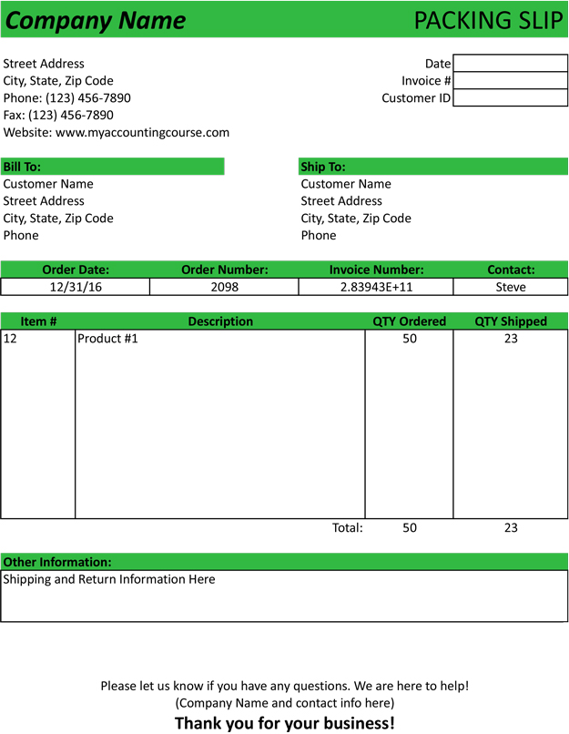 Free Packing Slip Template Pdf Printable Templates